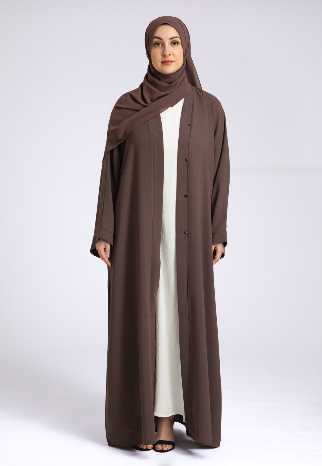 Taupe Linen Open Abaya