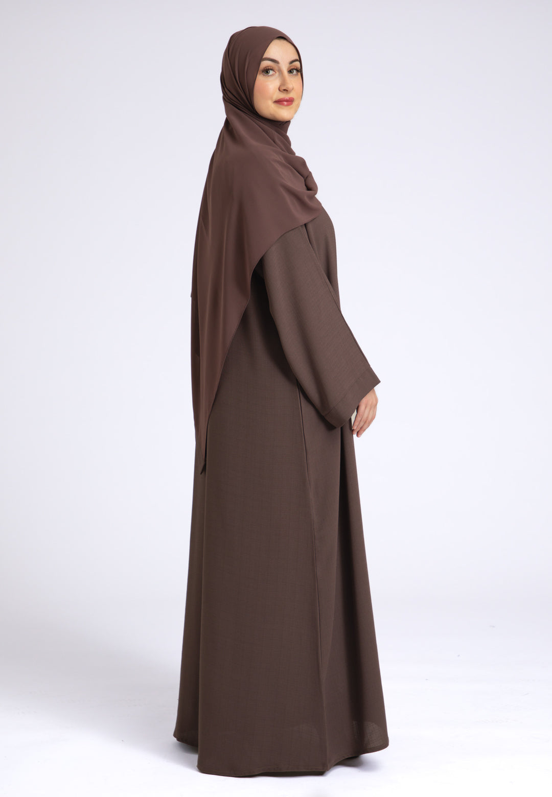 Taupe Linen Open Abaya