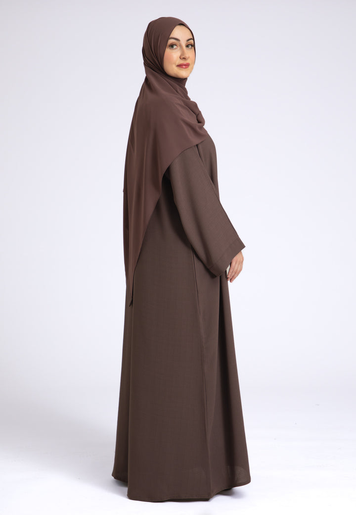 Taupe Linen Open Abaya