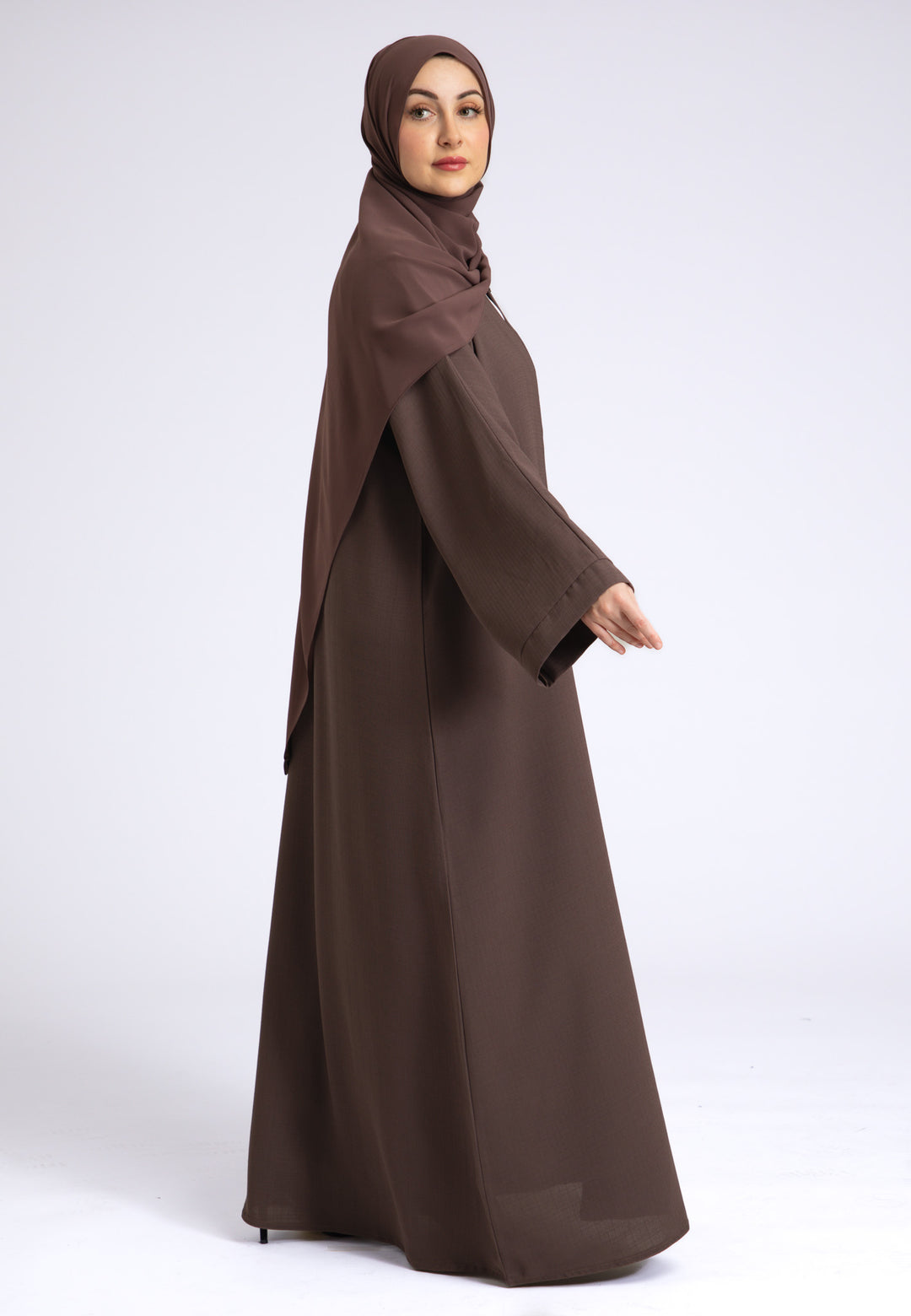 Taupe Linen Open Abaya