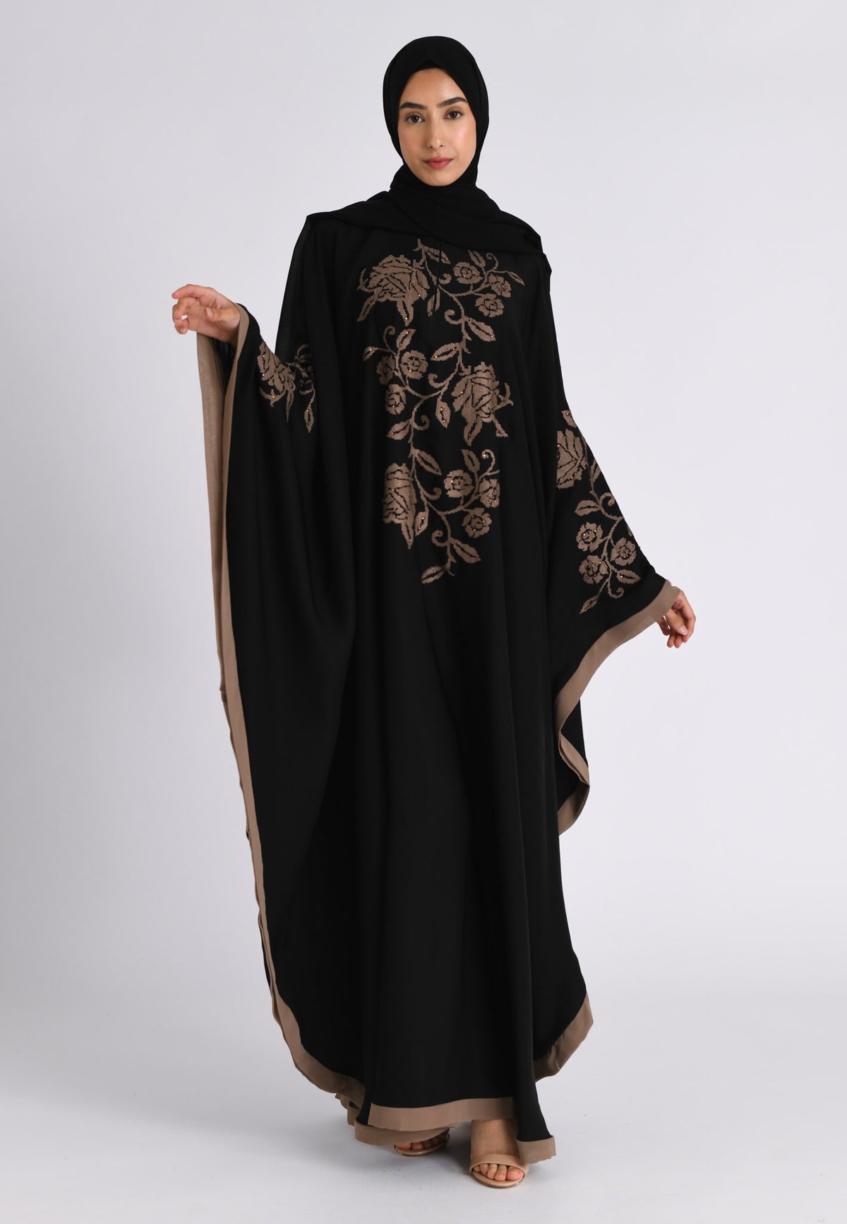 Taupe Rose Embroidered FarashaTaupe Rose Embroidered Farasha