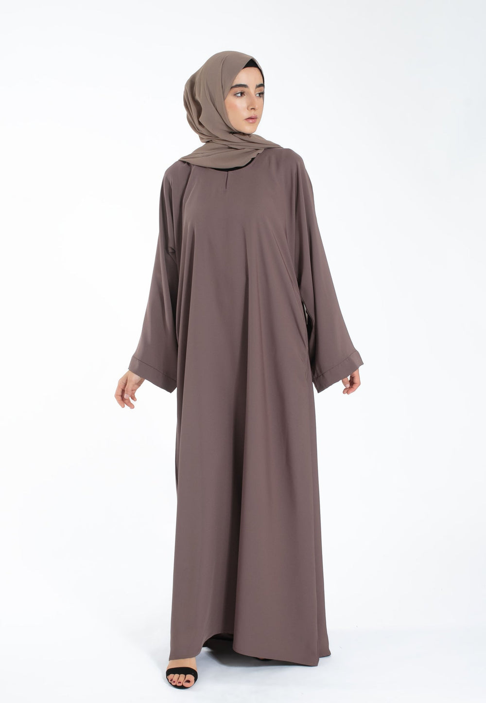 Plain Taupe Abaya with Pockets