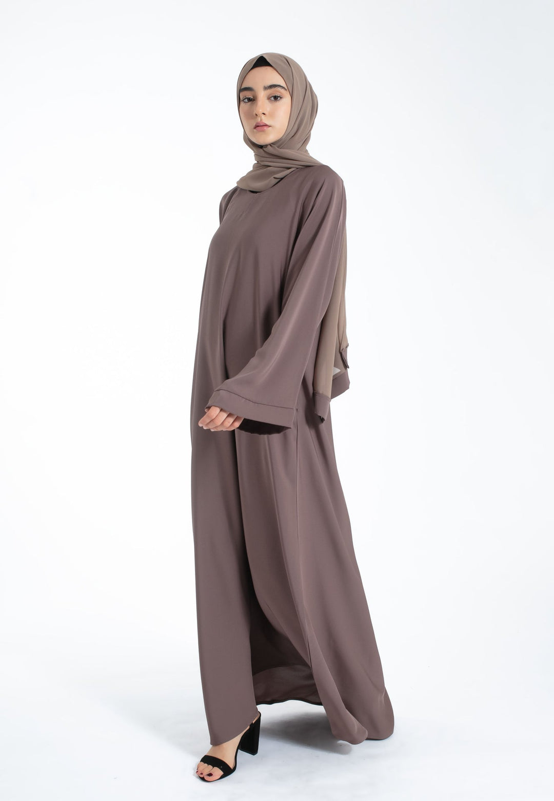 Plain Taupe Abaya with Pockets