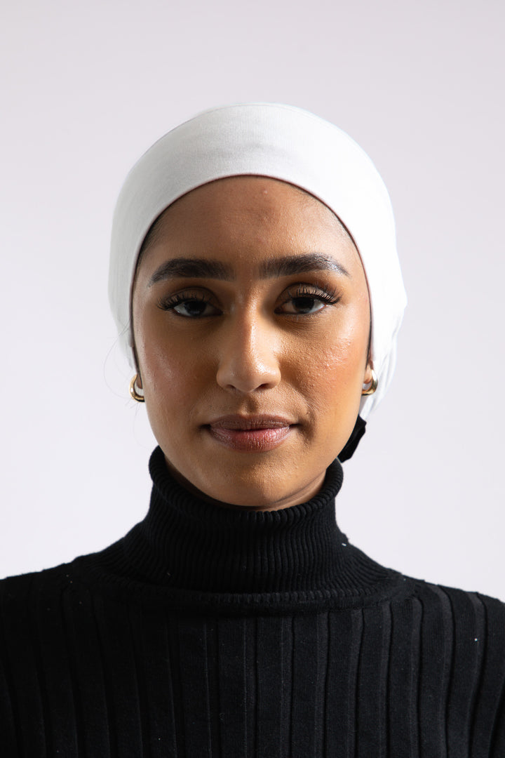 Tie Back Hijab Cap - Off White