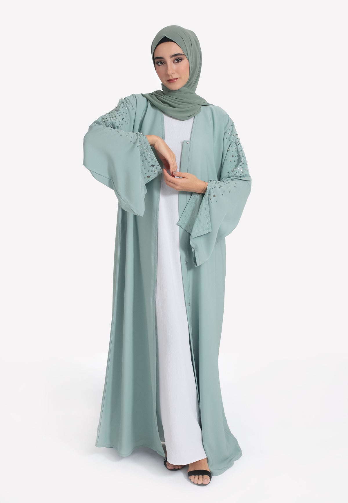 Slit Sleeves of Tiffany Blue Abaya