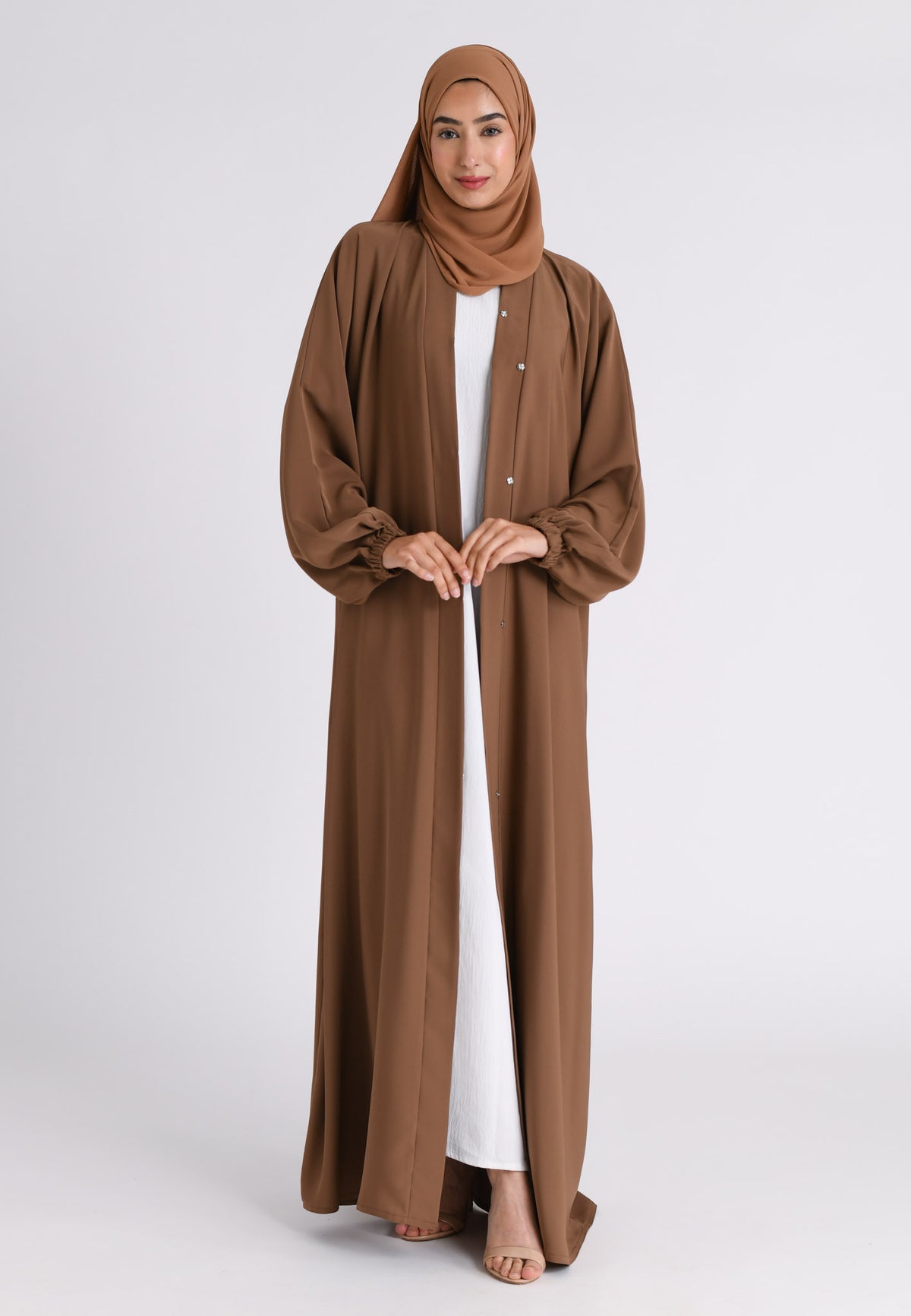 Toffee Plain Open Abaya
