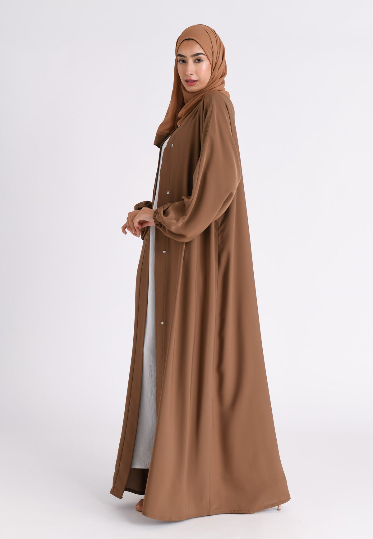 Toffee Plain Open Abaya