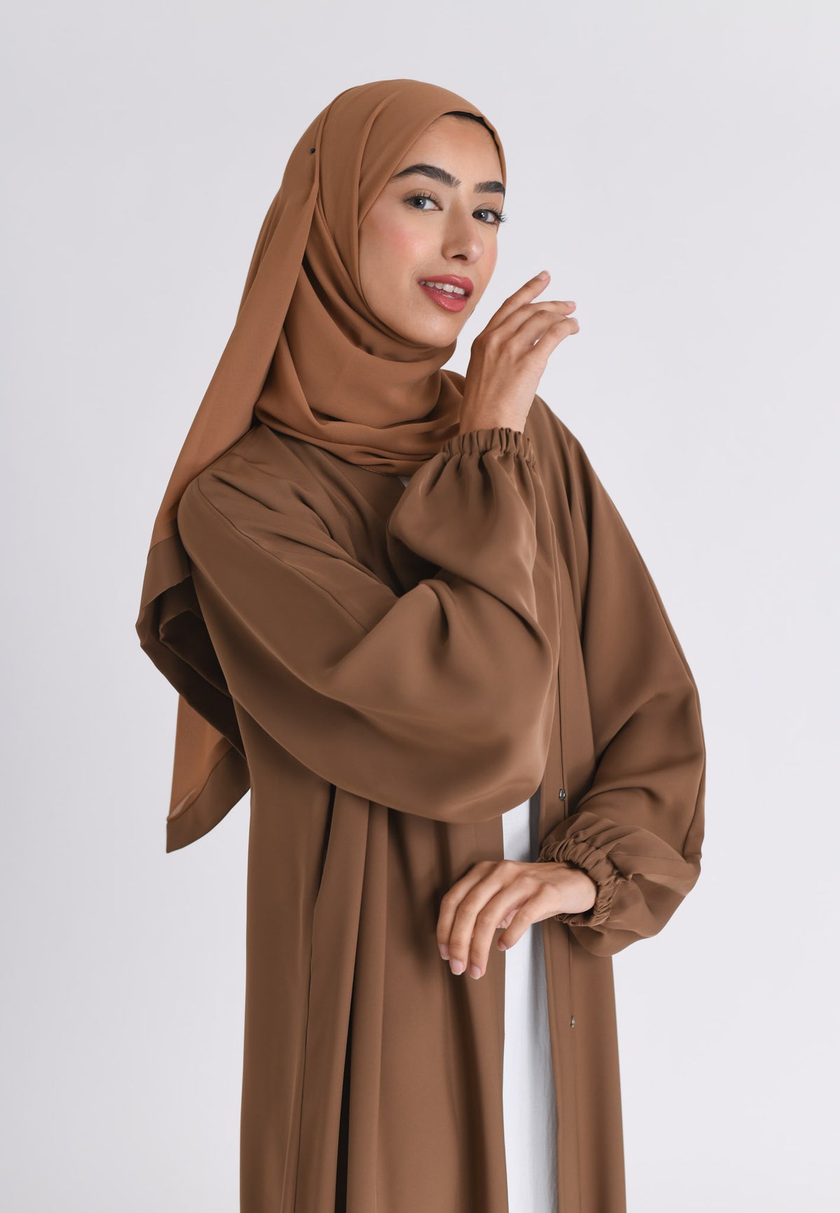 Toffee Plain Open Abaya