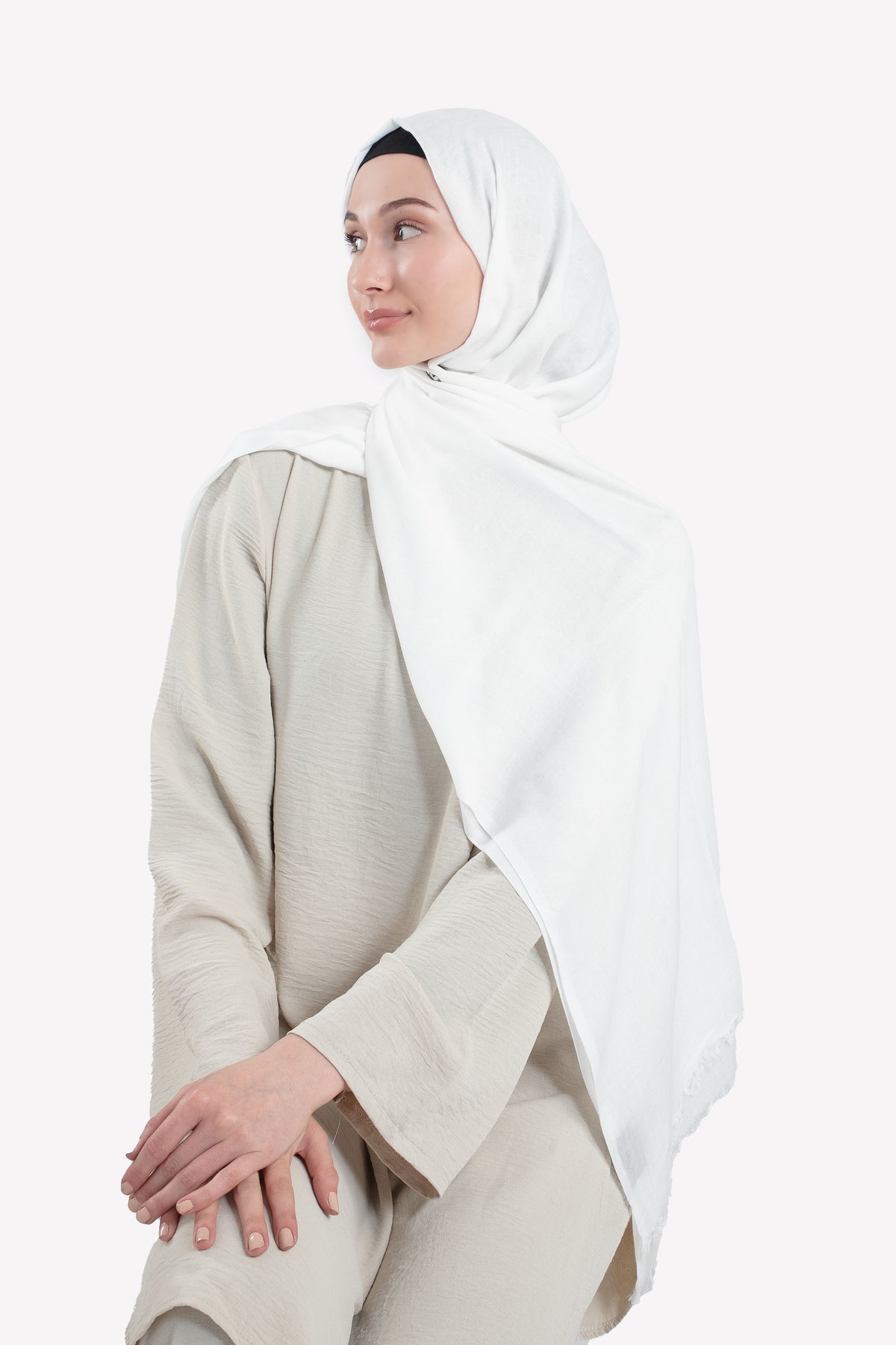 White Modal Hijab