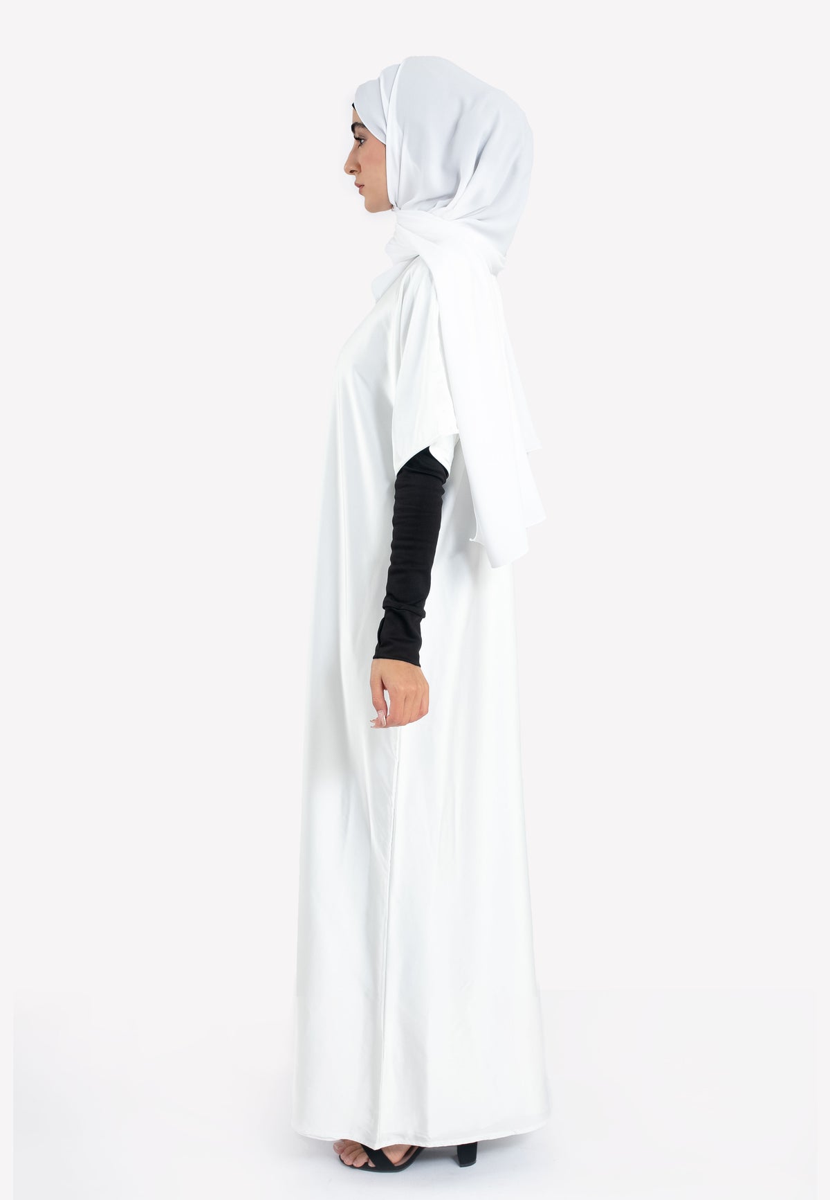 White Satin Inner Slip Dress - Side
