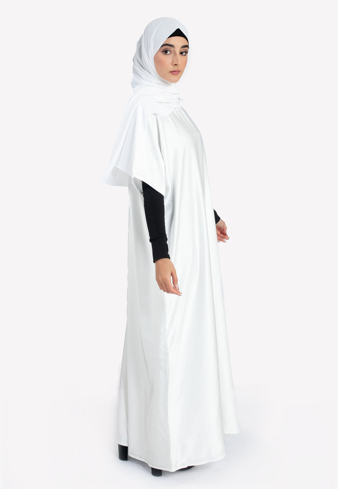 Premium White Silk Satin Inner Slip Dress | Hayah Al-Muslimah Premium White Silk Satin Inner Slip Dress | Hayah Al-Muslimah