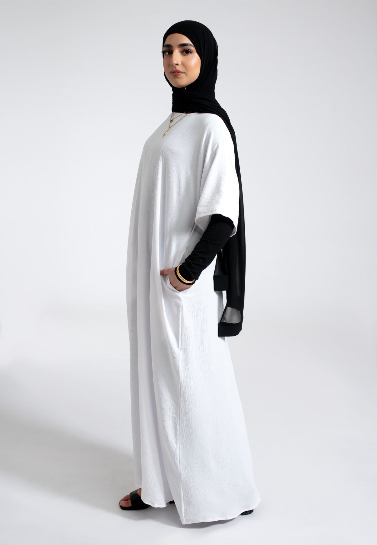 White Inner Slip Dress With Pockets