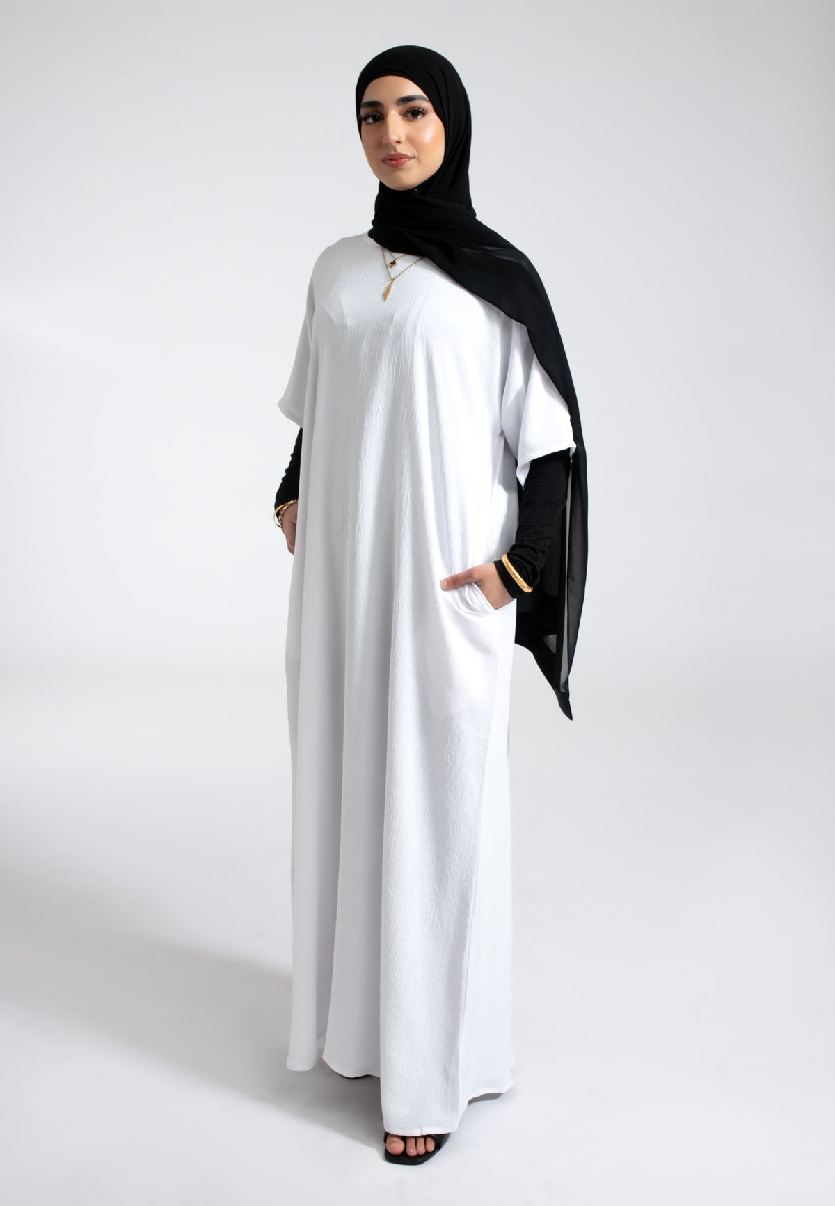 White Inner Slip Dress With Pockets