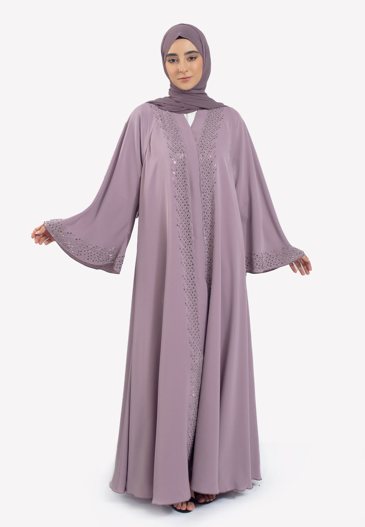 Front Closed - Wisteria Mist Umbrella Abaya