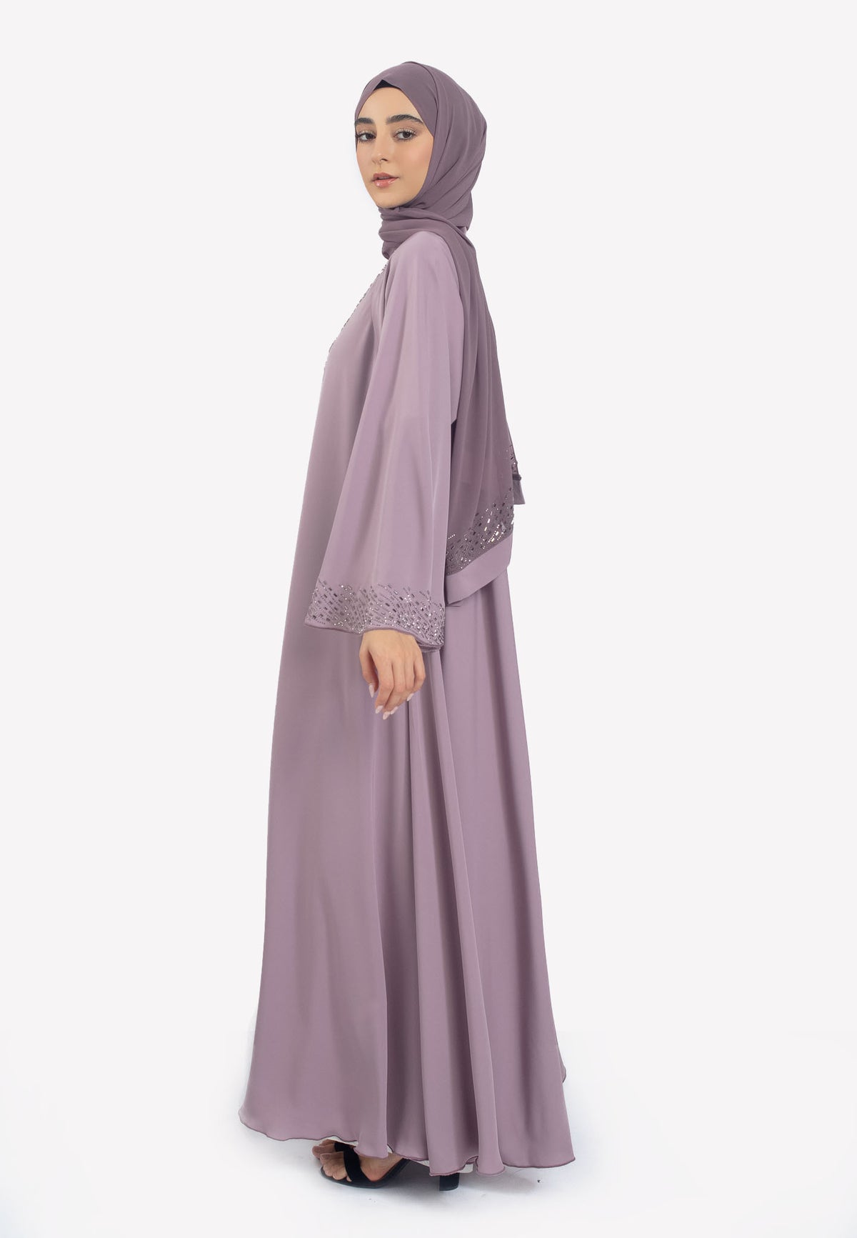 Side - Wisteria Mist Umbrella Abaya