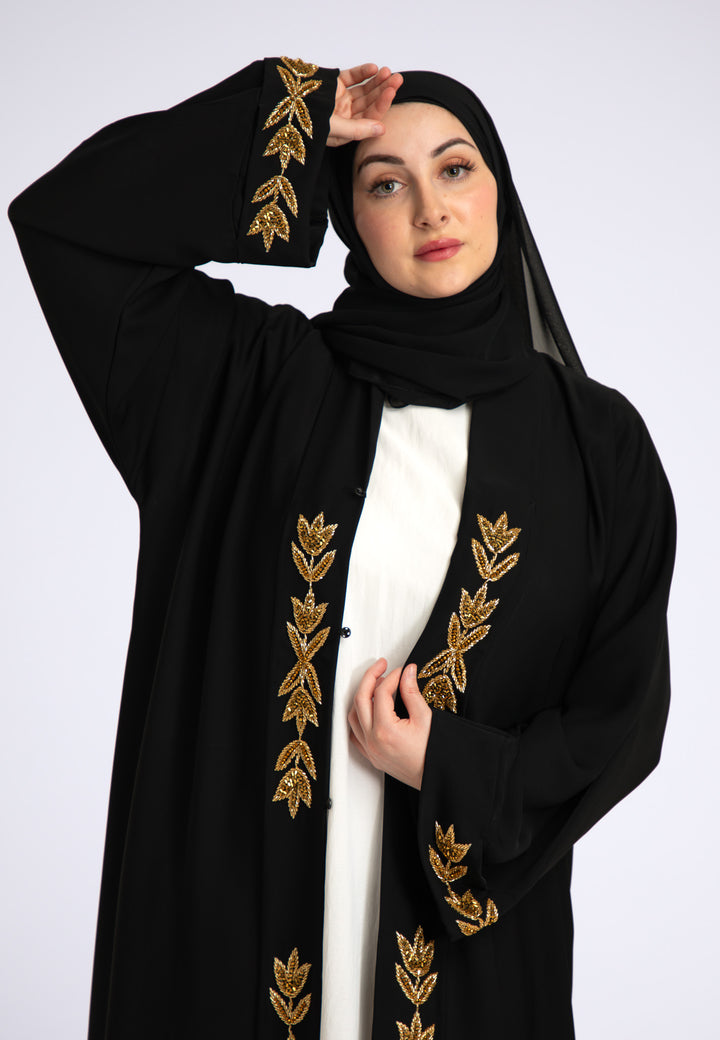 Zunairah Gold Leaf Open Abaya