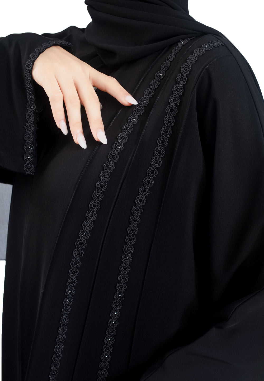  Lace Detailing on Abaya