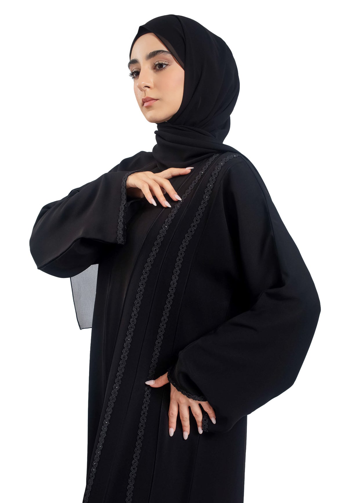 Premium Black Abaya with Lace Detailing