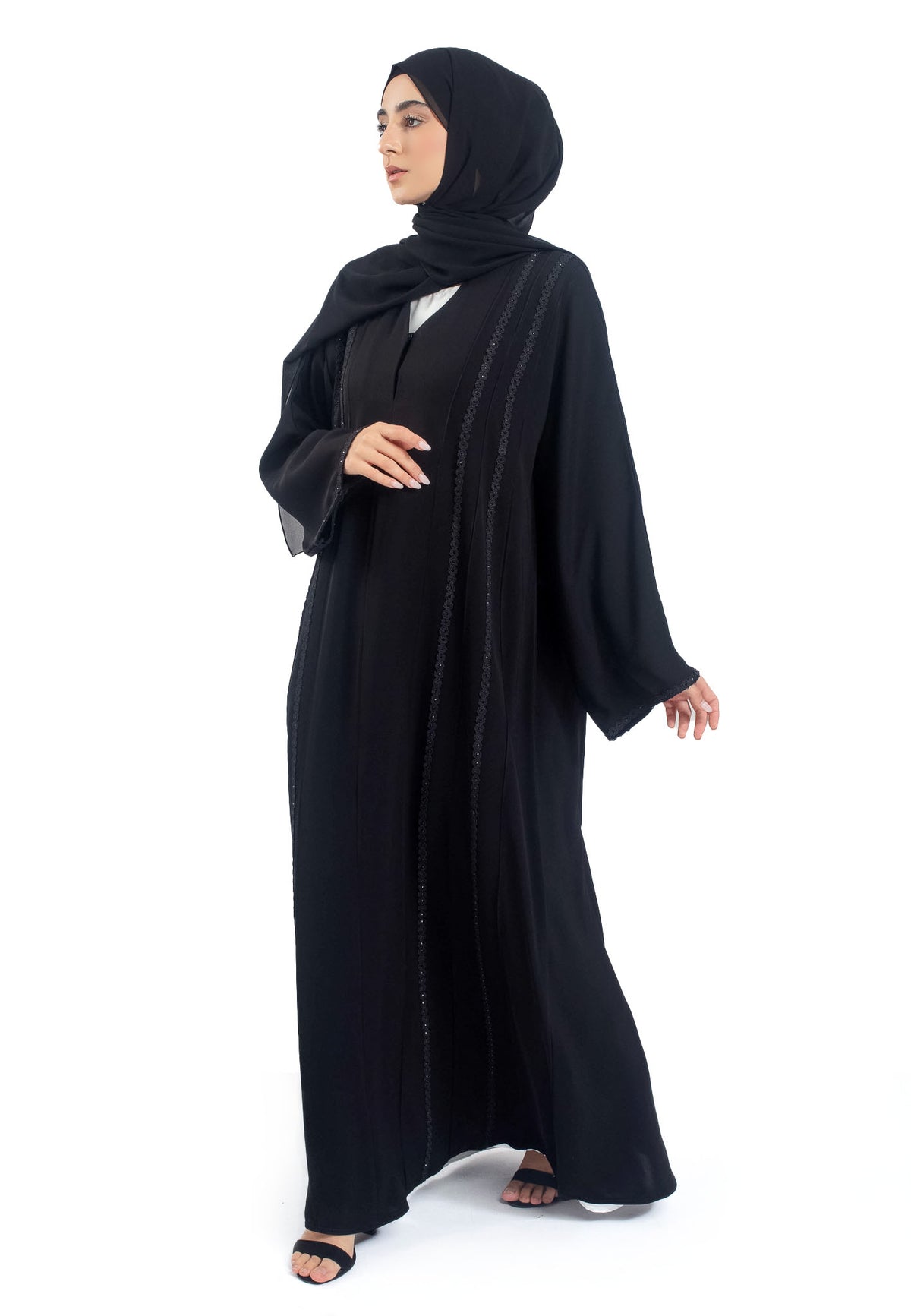 Premium Black Abaya with Lace Detailing