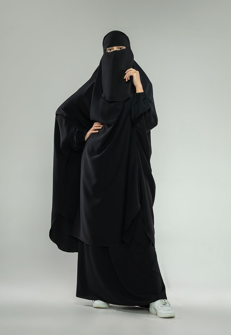 Black Two-Piece Jilbab With Cuff