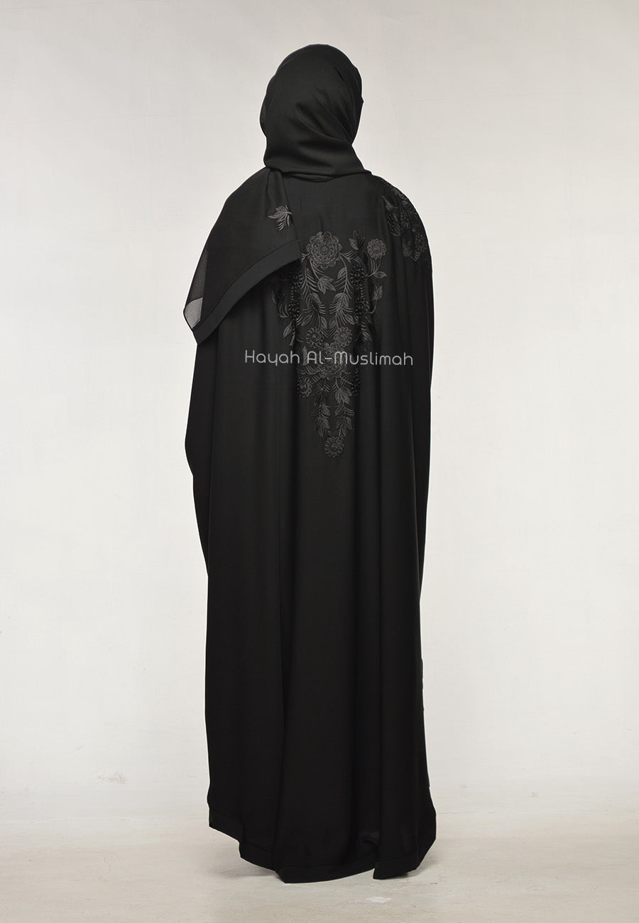 Black On Black Embroidered Batwing Farasha (Premium)