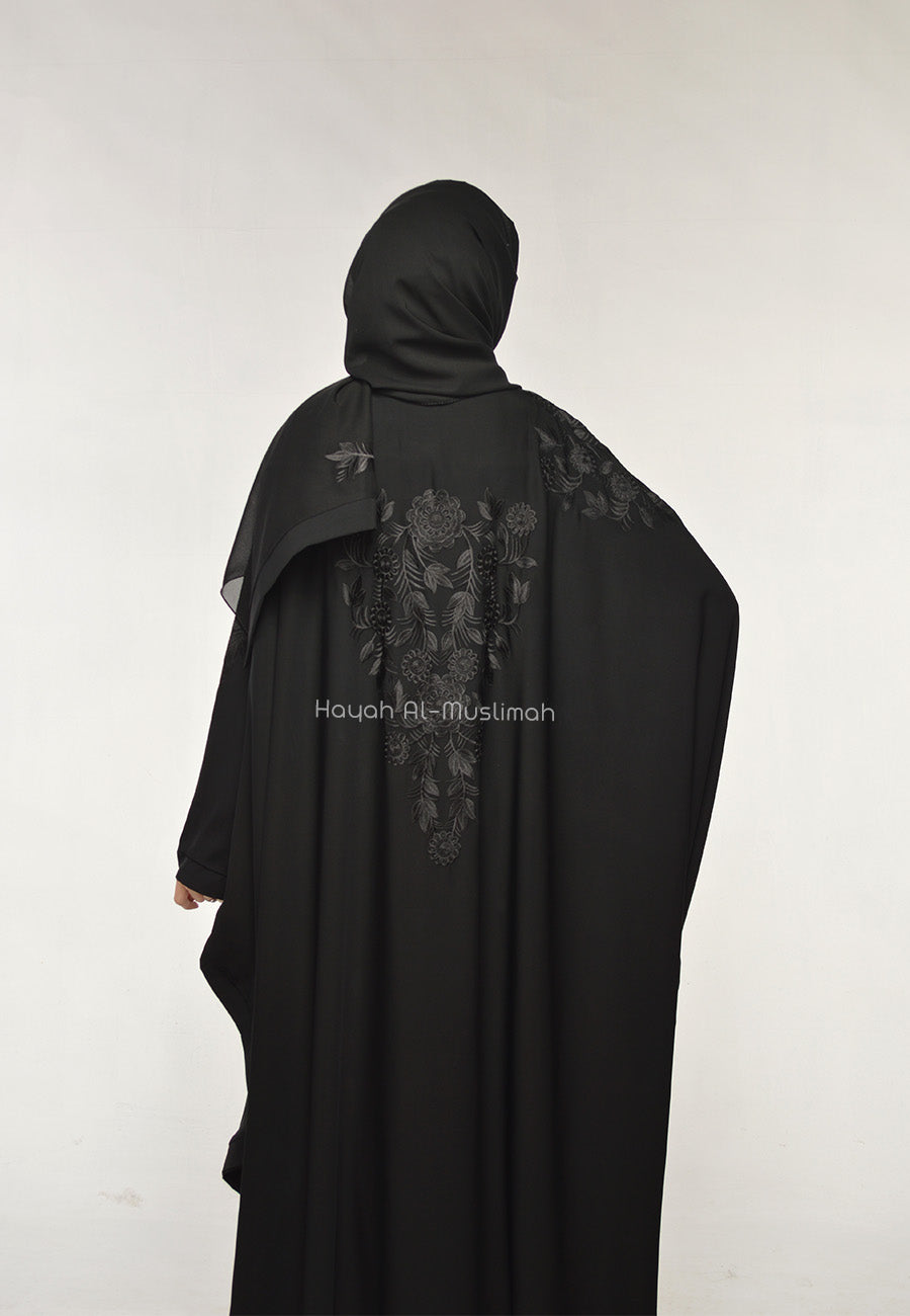 Embroidered Black Farasha Abaya