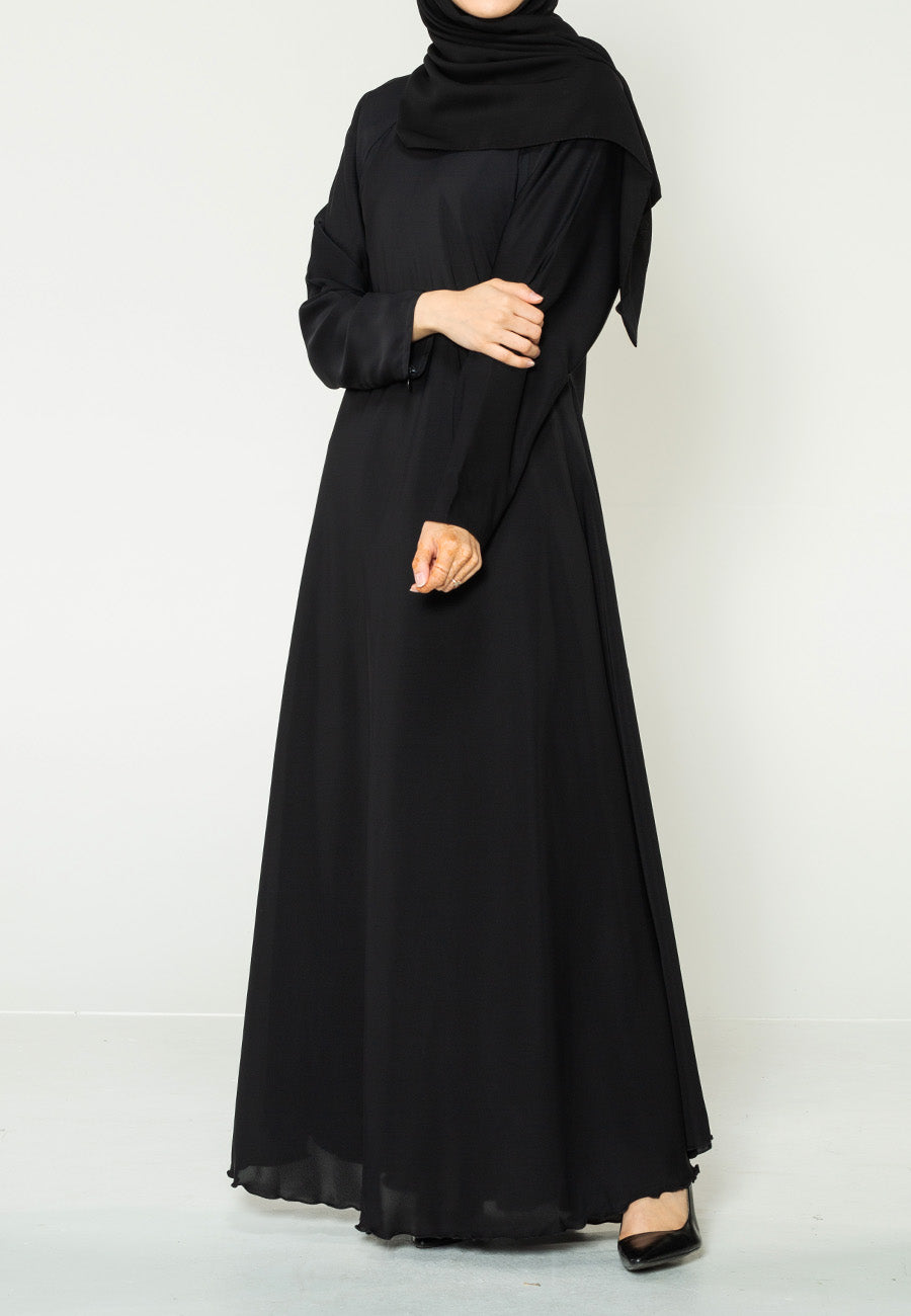 Plain Black Umbrella Cut Abaya (Premium)