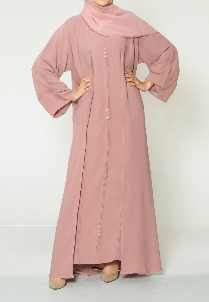Blush Pink Open Abaya With Inner Dress