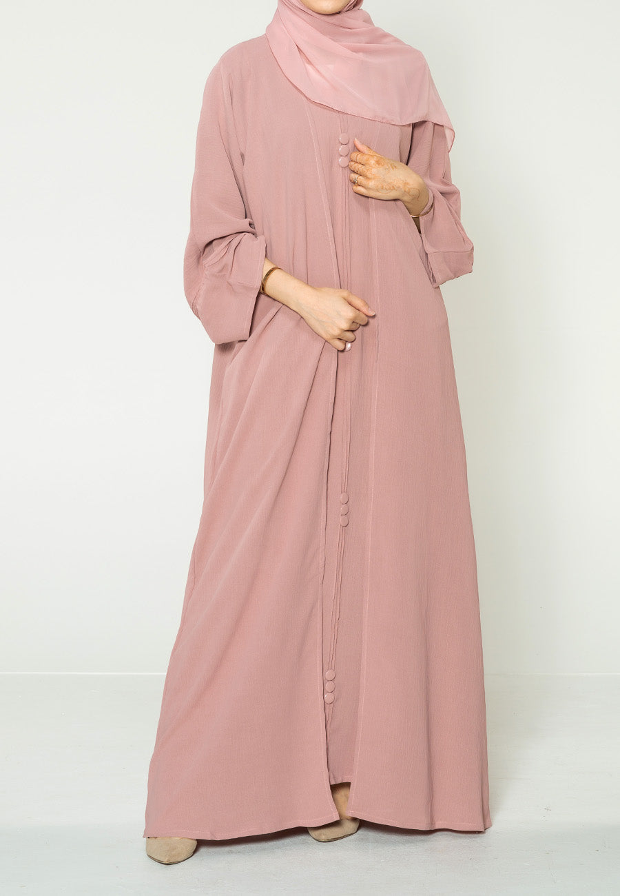 Blush Pink Open Abaya With Inner Dress