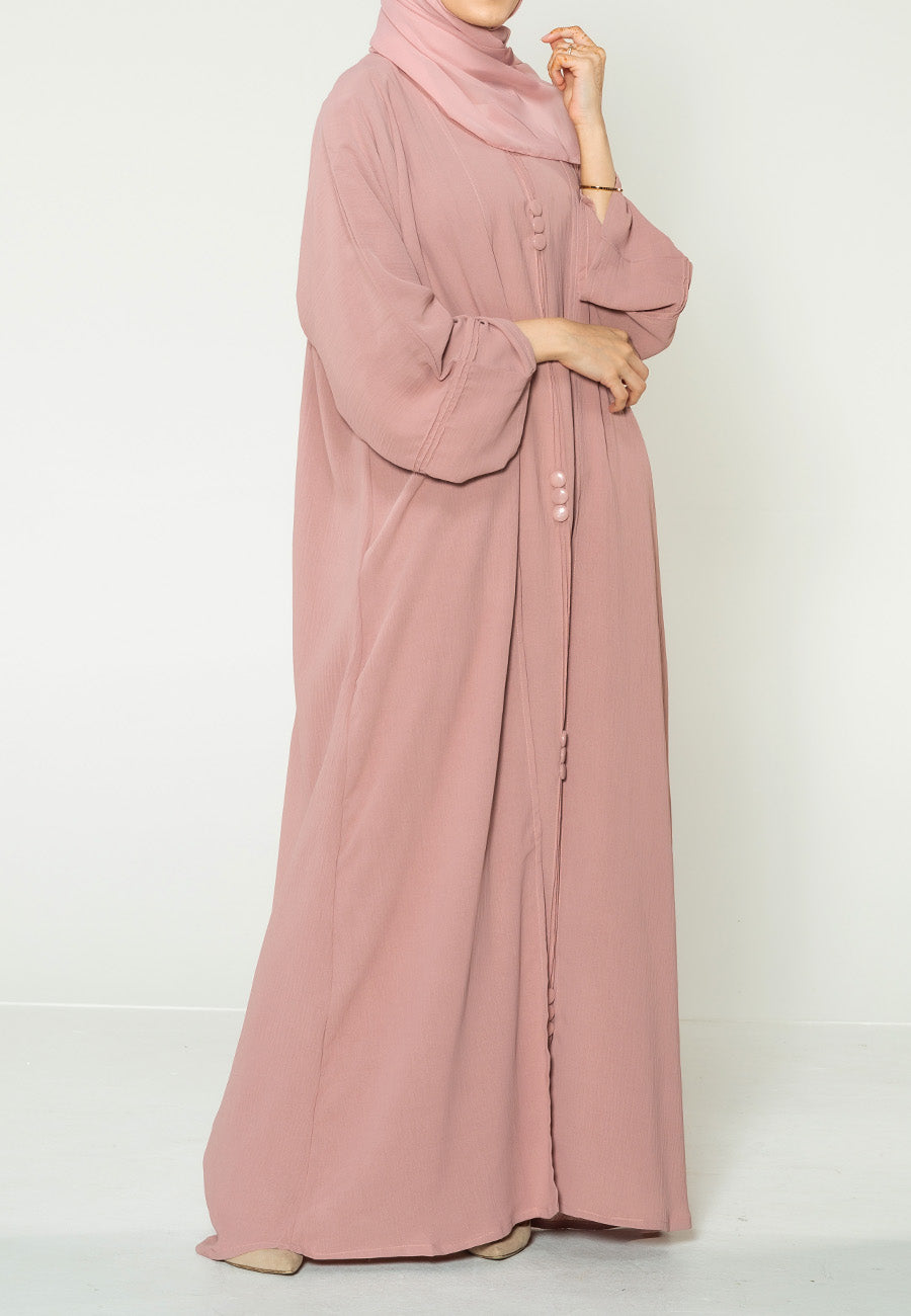 Blush Pink Open Abaya With Inner Dress