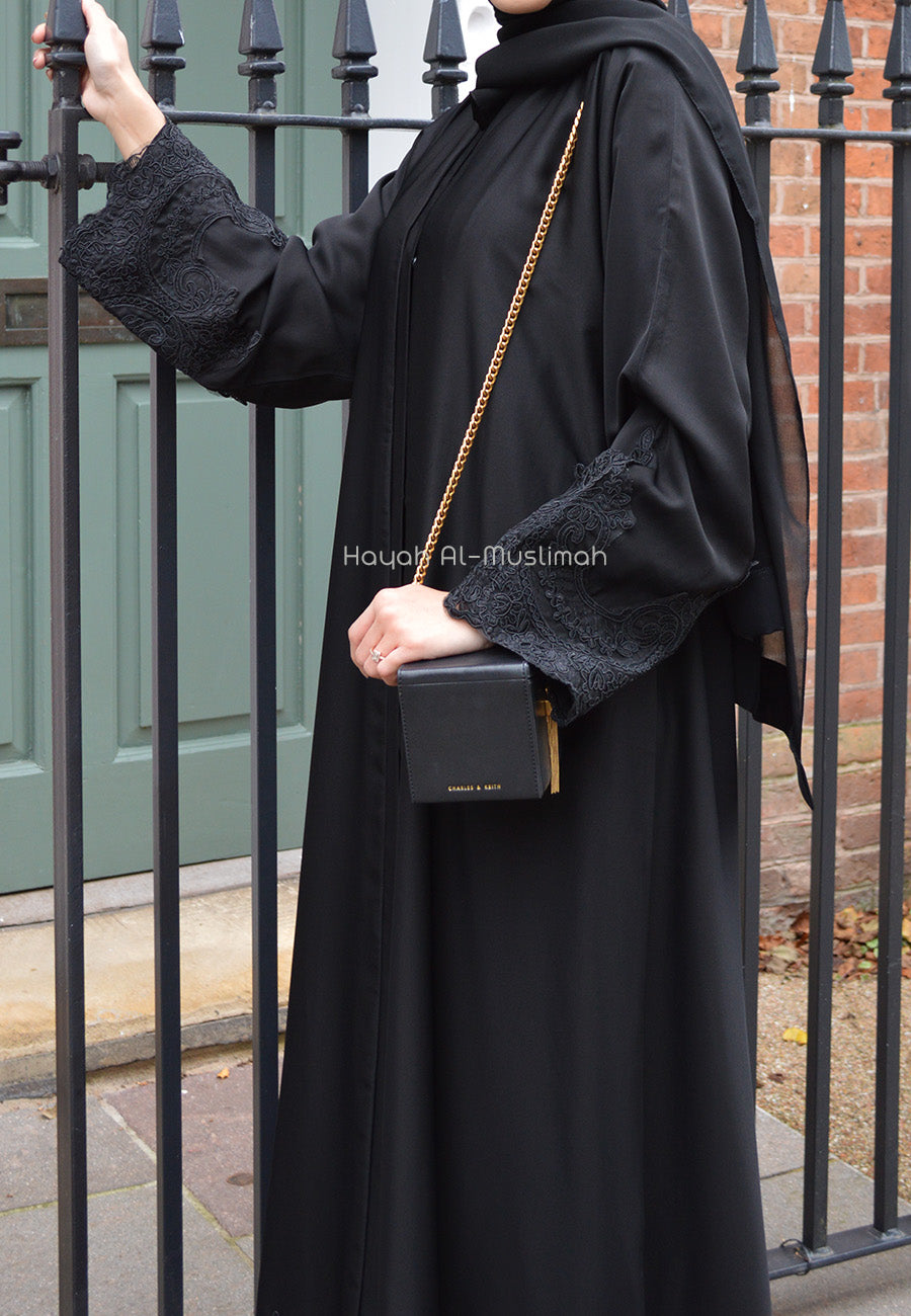 Elegant Black Lace Abaya