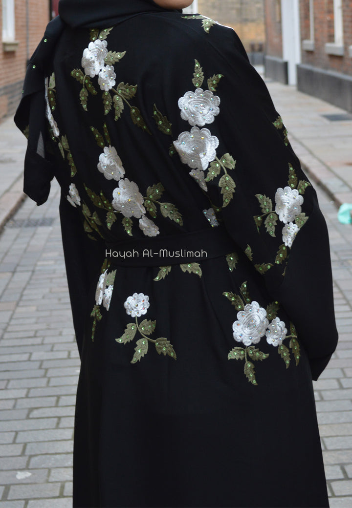 Floral Embroidered Kimono Open Abaya (Premium)