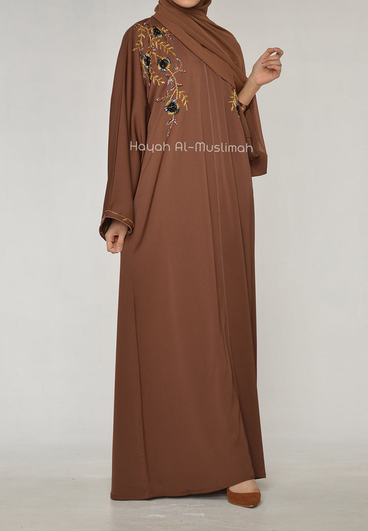 Luxury Embellished Brown Abaya
