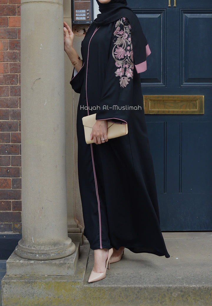 Luxury Floral Embroidered Closed Abaya (Premium)