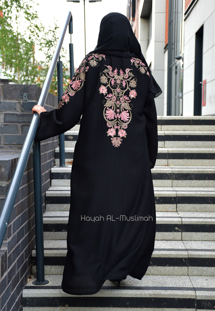 Luxury Floral Embroidered Closed Abaya (Premium)