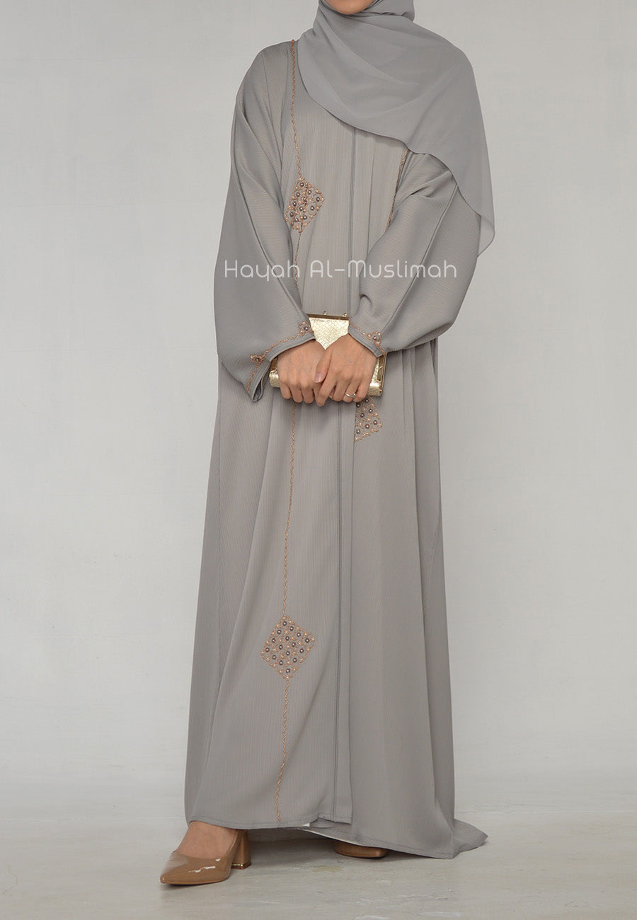 Luxury Grey Moziá Embellished Abaya (Premium)