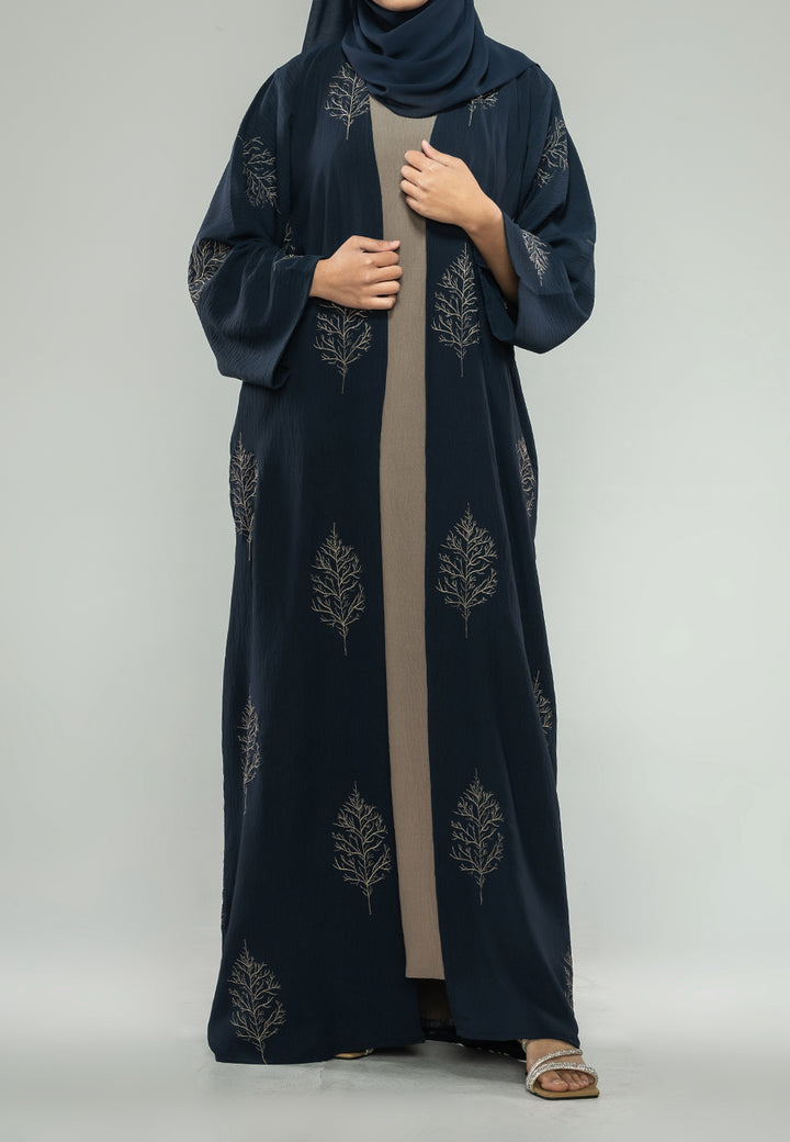 Midnight Mink Kimono Open Abaya Set