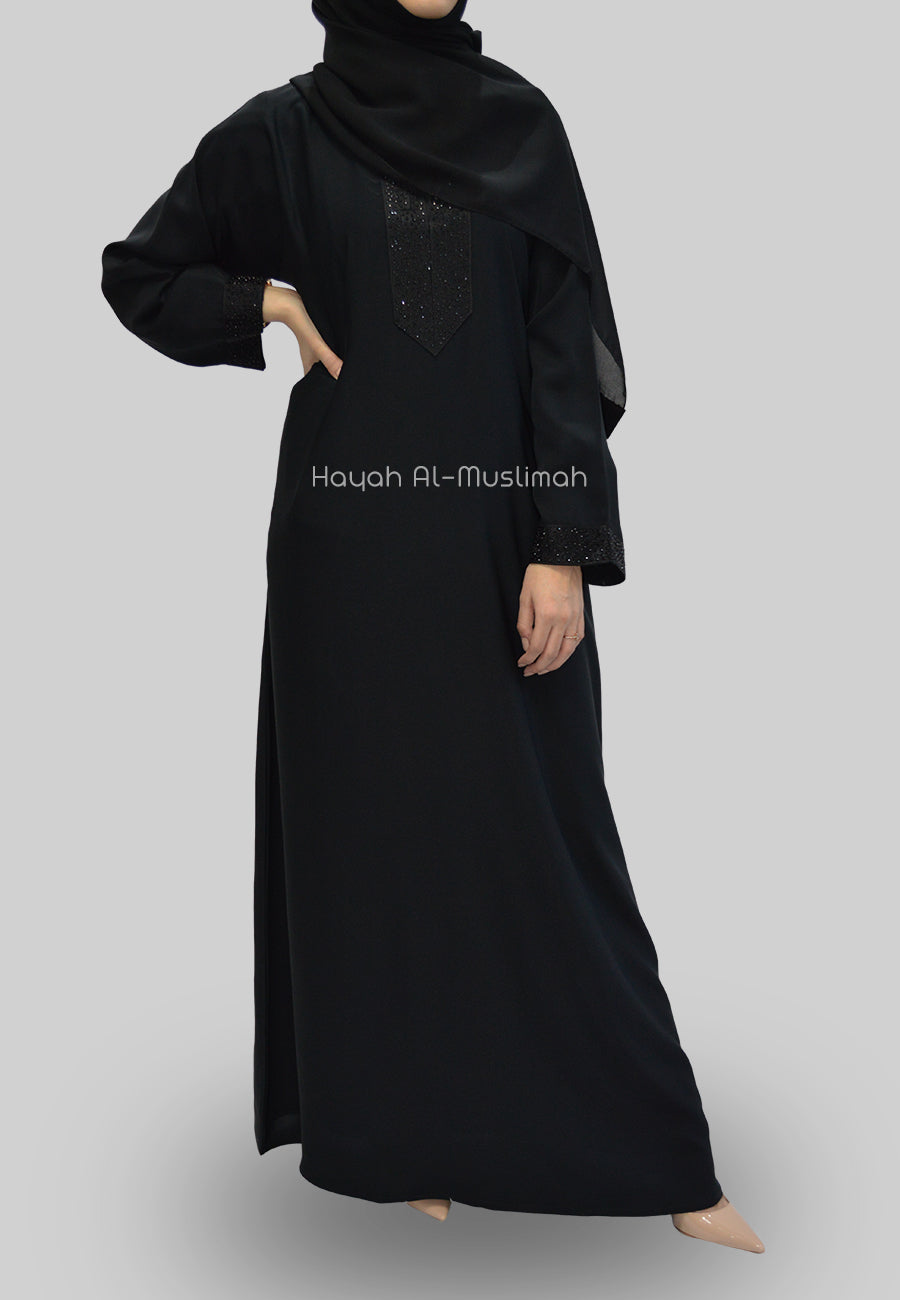 Minimal Black Lace Closed Abaya