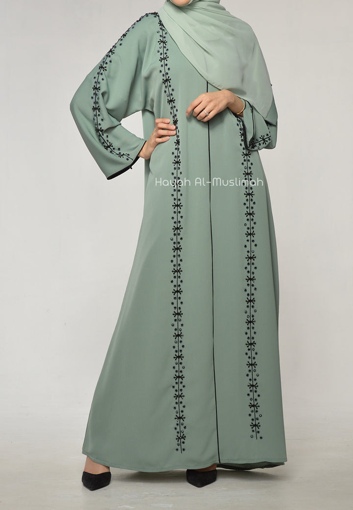 Mint Green Embellished Abaya
