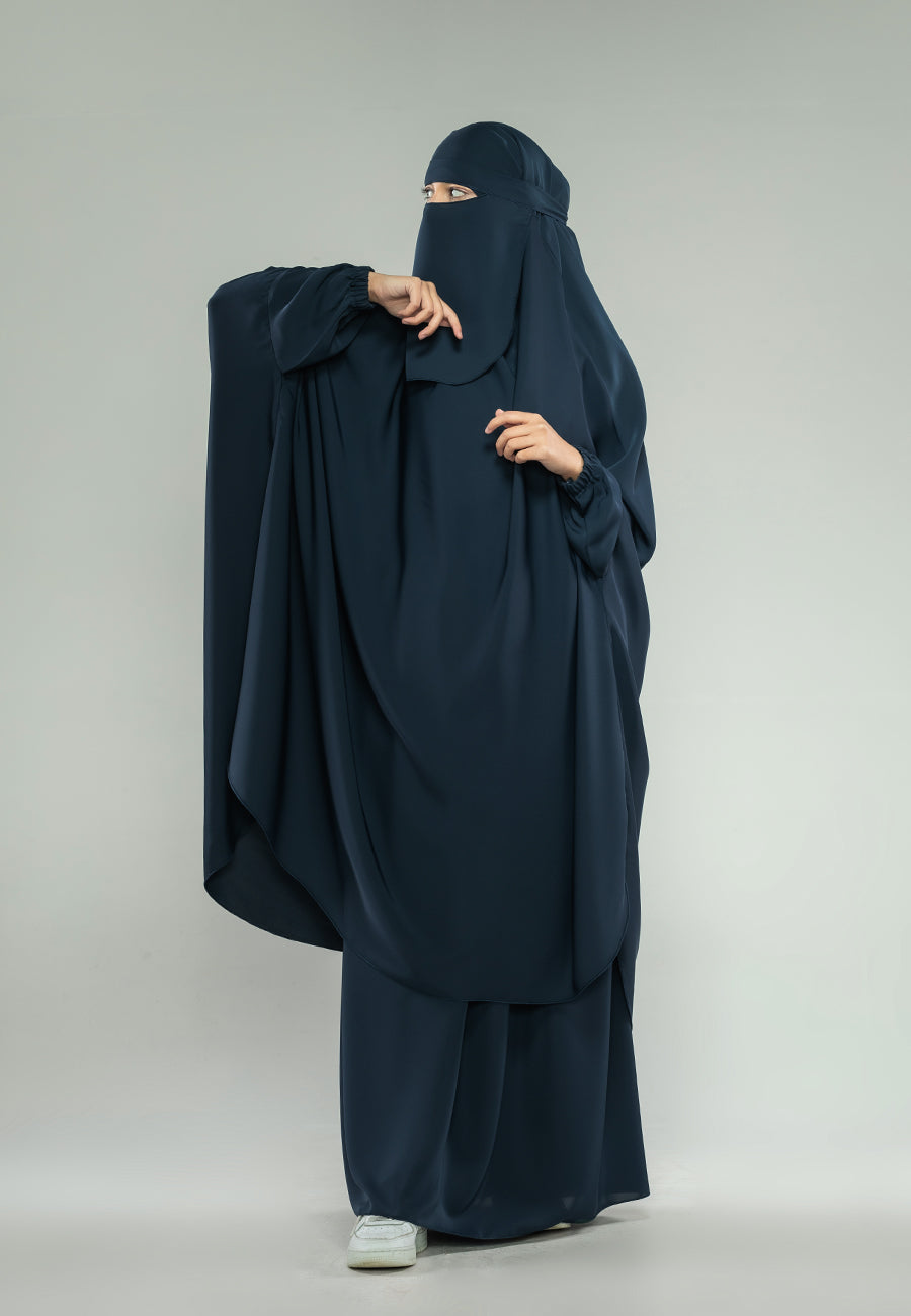 Navy Two-Piece Jilbab With Elasticated Cuff