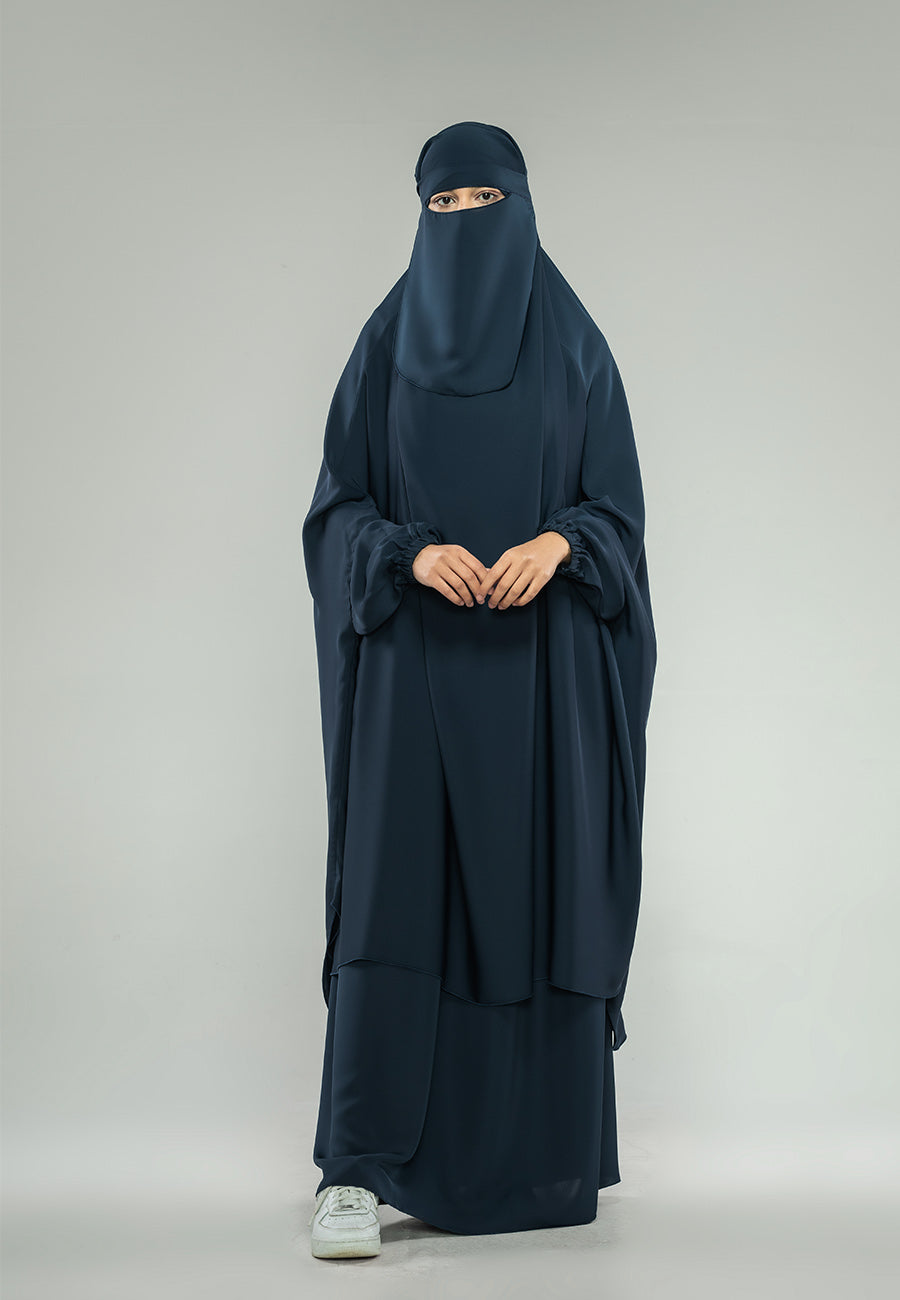 Navy Two-Piece Jilbab With Elasticated Cuff