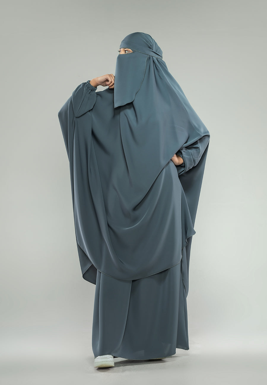 Grey Two-Piece Jilbab With Elasticated Cuff