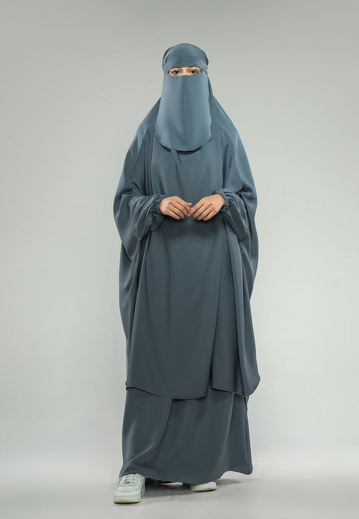 Grey Two-Piece Jilbab With Elasticated Cuff