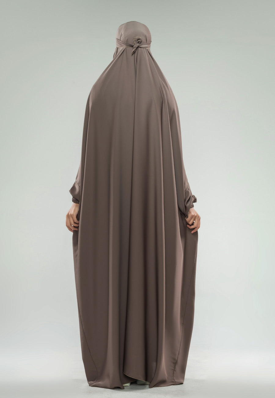 Taupe 1 piece Jilbab with Cuff Sleeves