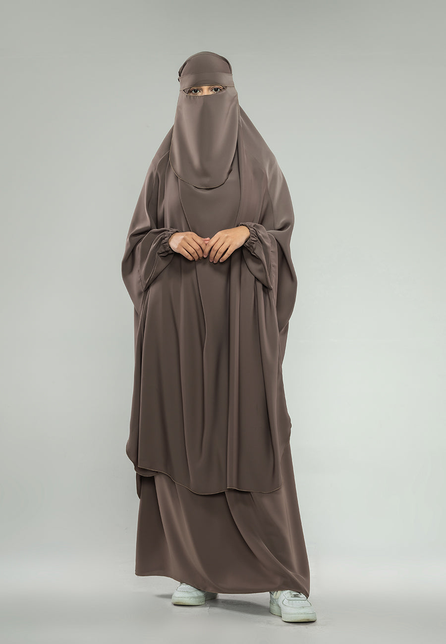 Taupe Two-Piece Jilbab With Elasticated Cuff