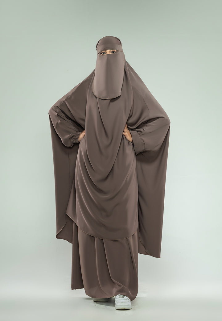 Taupe Two-Piece Jilbab With Elasticated Cuff