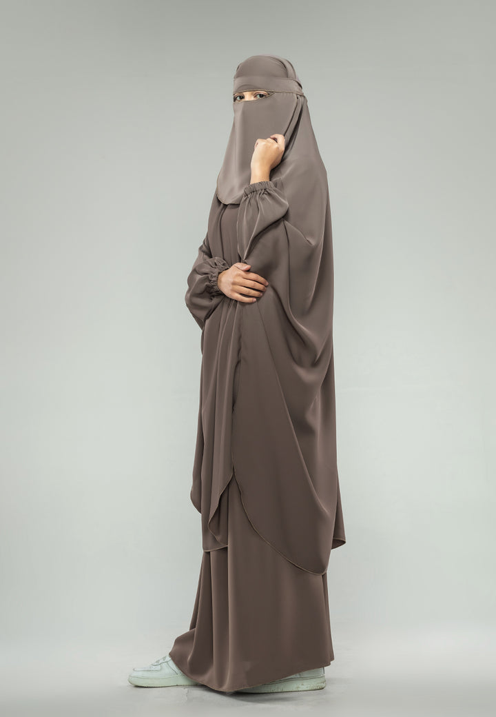 Taupe Two-Piece Jilbab With Elasticated Cuff