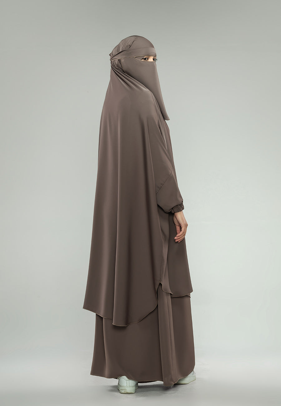 Taupe Two-Piece Jilbab With Elasticated Cuff