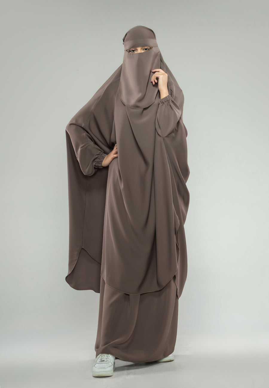 Taupe Two-Piece Jilbab With Elasticated Cuff