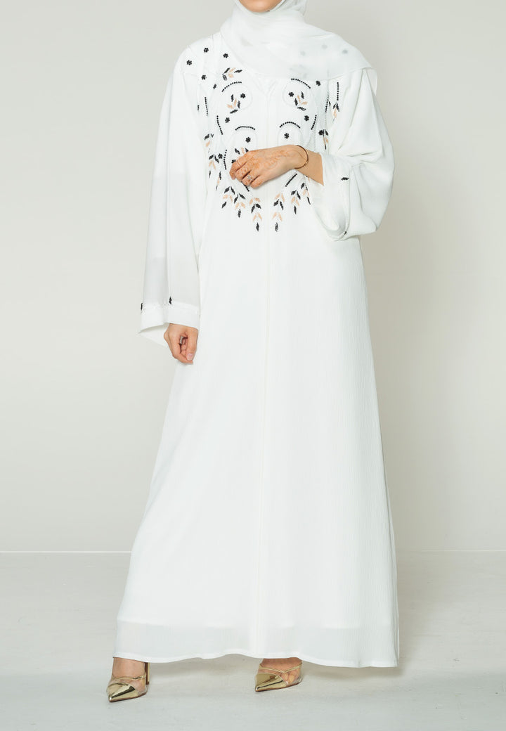White Embellished Summer Abaya
